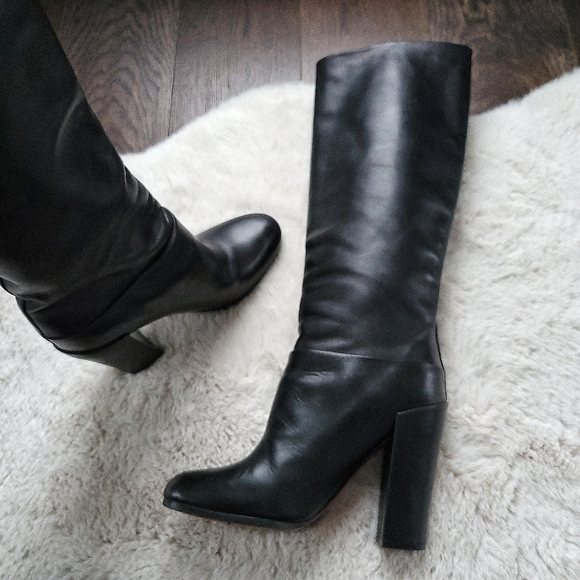 Proenza Schouler Chunky Heel Pull On Italian Leather Knee Tall Boots Boots - Picture 7 of 9